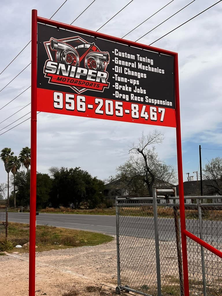 Sniper Motorsports shop sign
